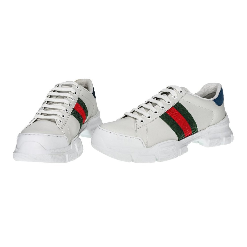 Gucci Men's Nathan Leather Web Sneakers - Picture 2 of 13